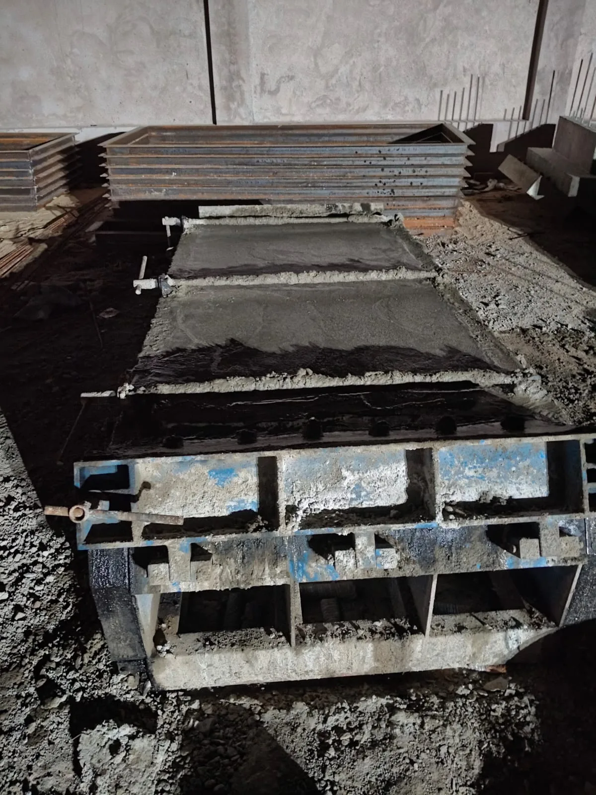 Stacked precast elements in the site storage yard — Fortico Infra solar project site
