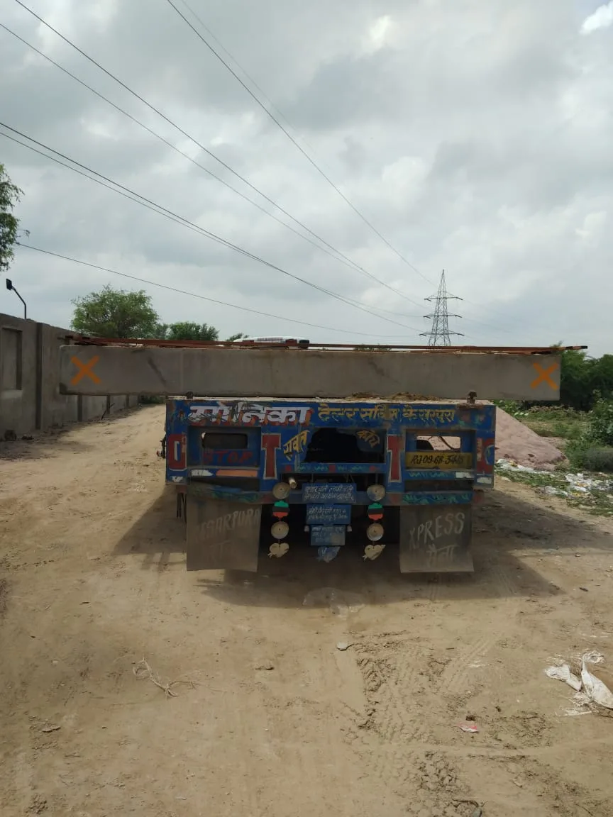 Truck transporting precast units to the plant site — Fortico Infra solar project site