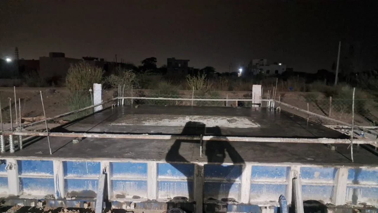 Precast panels staged on site before lifting — Fortico Infra solar project site
