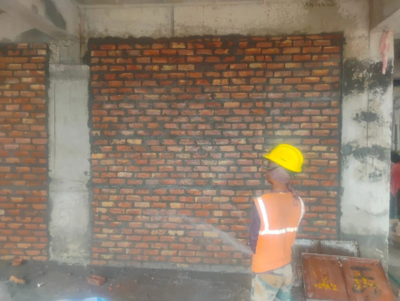 Water curing of freshly cast blockwork — Fortico Infra solar project site