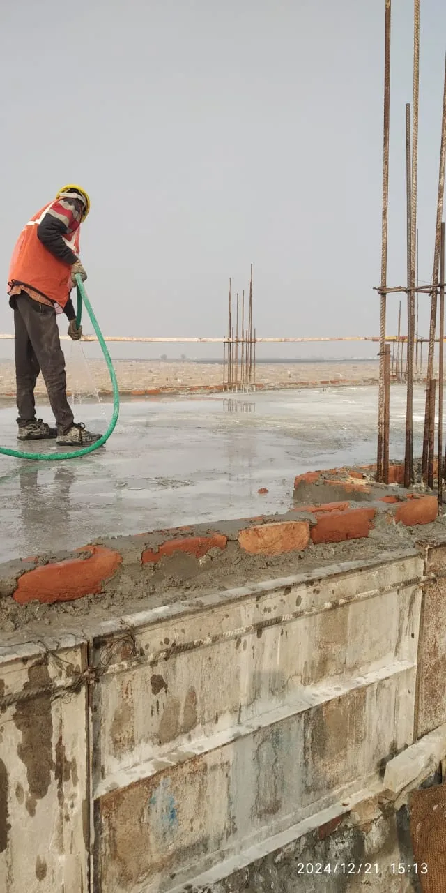 Surface finishing of freshly poured concrete — Fortico Infra solar project site