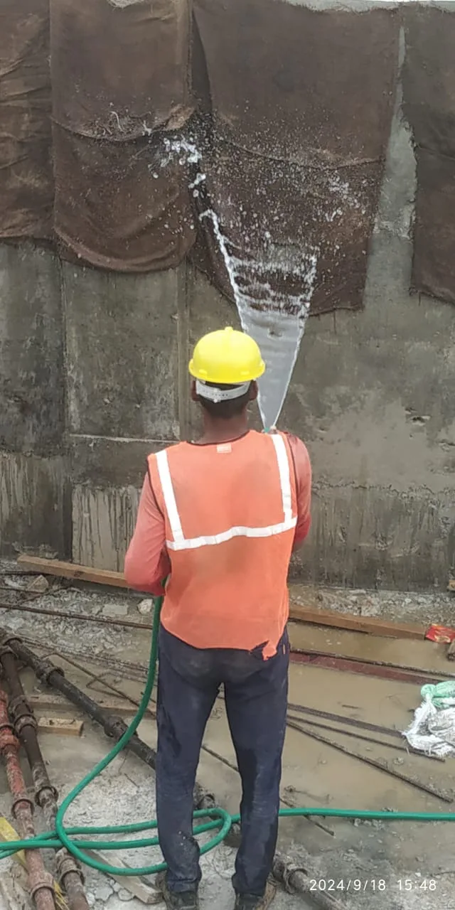 Curing works at cast element — Fortico Infra solar project site