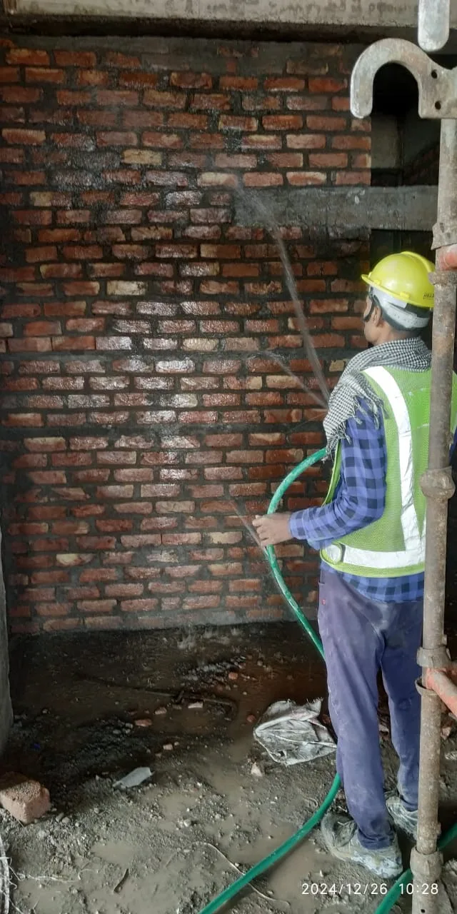Wall curing works by site crew — Fortico Infra solar project site